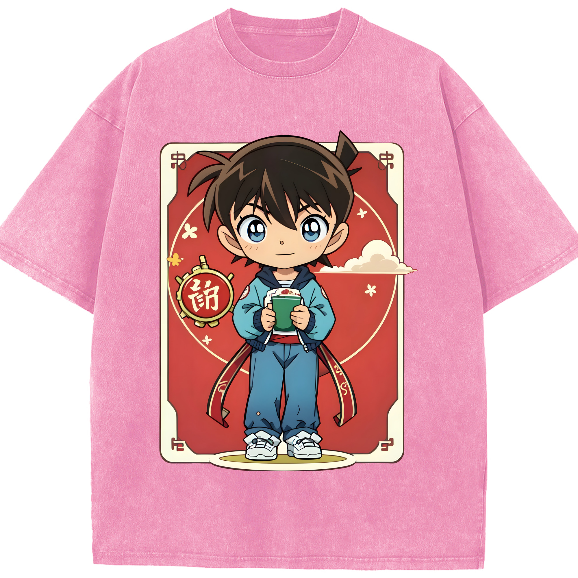 （画像用） 名探偵コナン 江戸川 コナン Detective Conan Conan Edogawa 綿100% ヴィンテージ風 半袖Tシャツ（フロントプリント）
